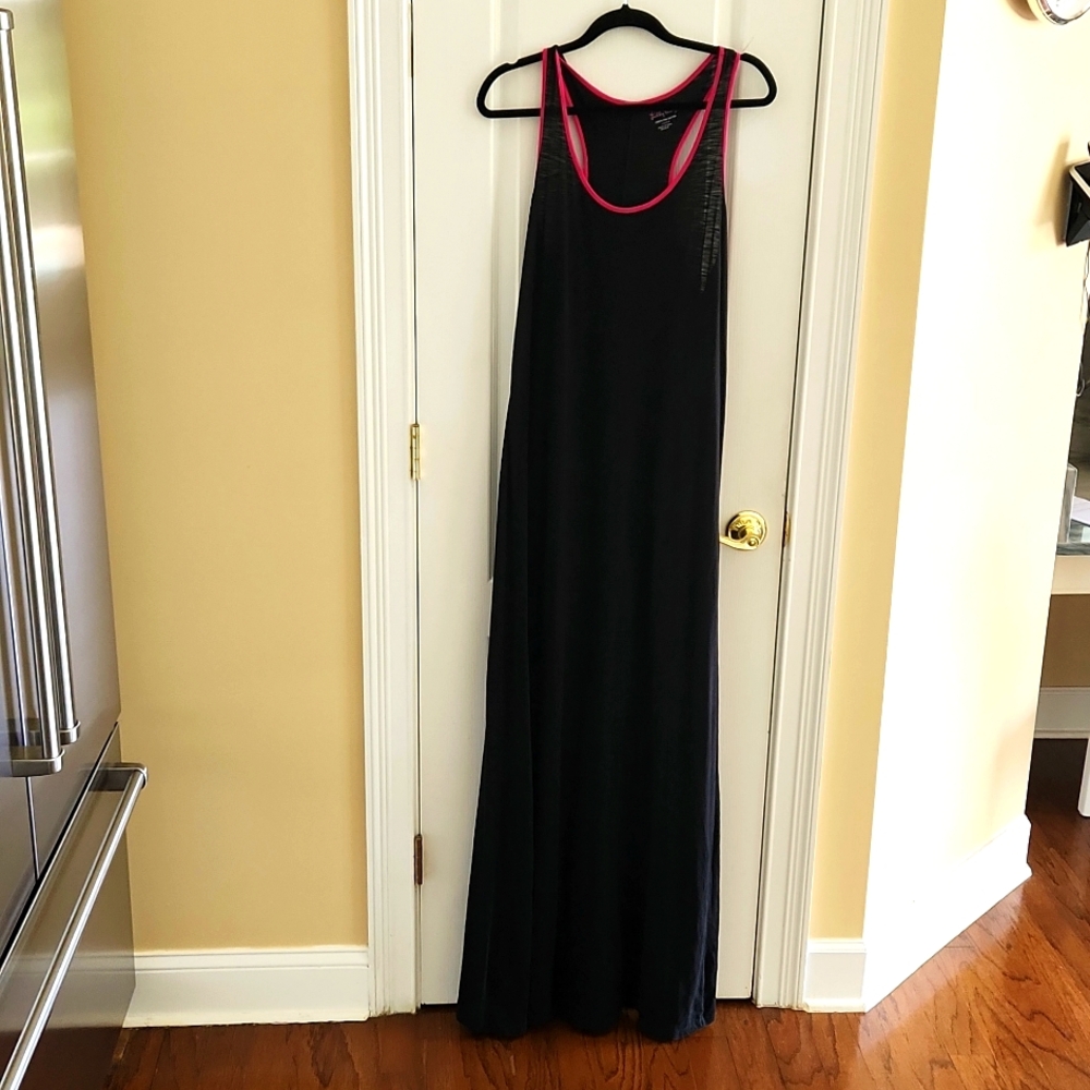 Lilly Pulitzer Black Maxi Dress 100% Cotton Size Large